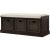 TREXM Rustic Storage Bench with 3 Removable Classic Rattan Basket and Cushion