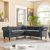 Luxurious Grey Velvet Classic Chesterfield L-Shaped Sofa with Deep Button Tufting, Roll Arms, and Solid Wood Gourd Legs