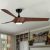 56 In. Integrated LED Ceiling Fan with Brown Wood Grain ABS Blade