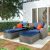 3-Piece Patio Wicker Sofa with Cushions Pillows Ottomans and Lift Top Coffee Table Patio Furniture Sets