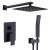 Shower System Shower Faucet Combo Set Wall Mounted with 10″ Rainfall Shower Head and handheld shower faucet, Matt Black Finish with Brass Valve Rough-In