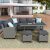 5 Piece Outdoor Conversation Set,  Dining Table Chair with Ottoman and Throw Pillows Patio Furniture Set,