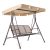 3 Person Outdoor Patio Swing,Steel Frame Textilene Seats Steel Frame Swing Chair,Beige