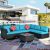 7-Piece PE Rattan Wicker Sectional Cushioned Sofa Sets with 2 Pillows and Coffee Table Outdoor Garden Patio Furniture