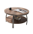 Stylish 2-Tier Double Panel Round Coffee Table with 3D Texture Metal Legs and Storage Shelf.